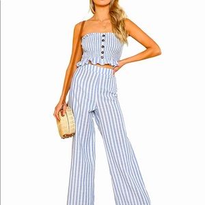 Two piece wide leg pants and tube top set
